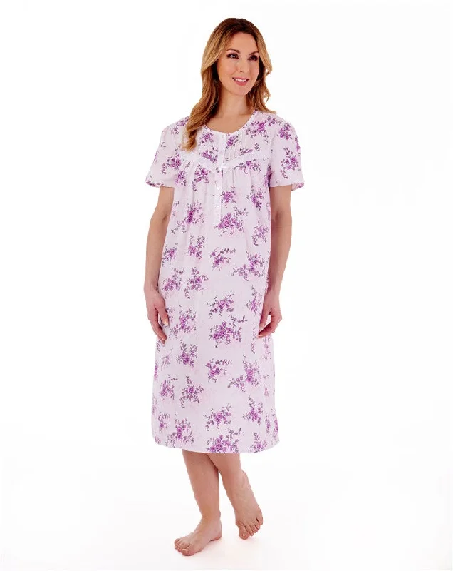 Slenderella 100% Cotton Classic Floral Short Sleeve Floral Print Nightdress