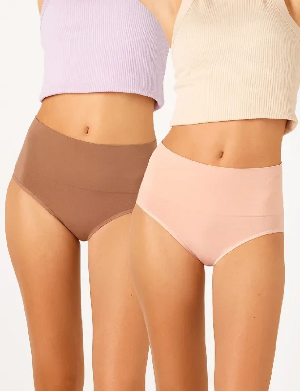 2 Pack Seamless Smoothies Full Brief - Almond/Sunset Sand