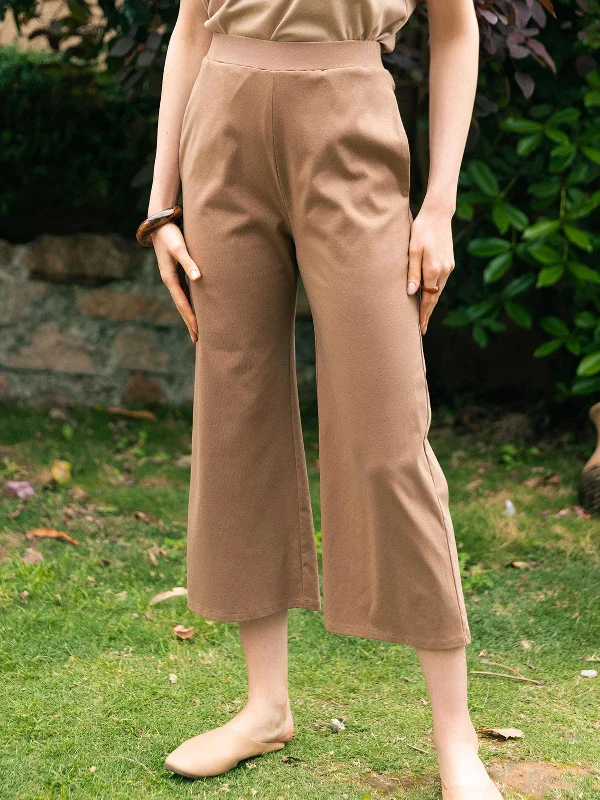 Solid Pocket Australia Cotton Wide Leg Pant