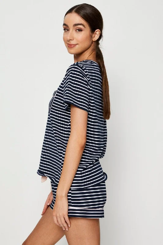 stripe-jersey-pajamas-set-short-sleeve-round-neck-nw1301-81zb