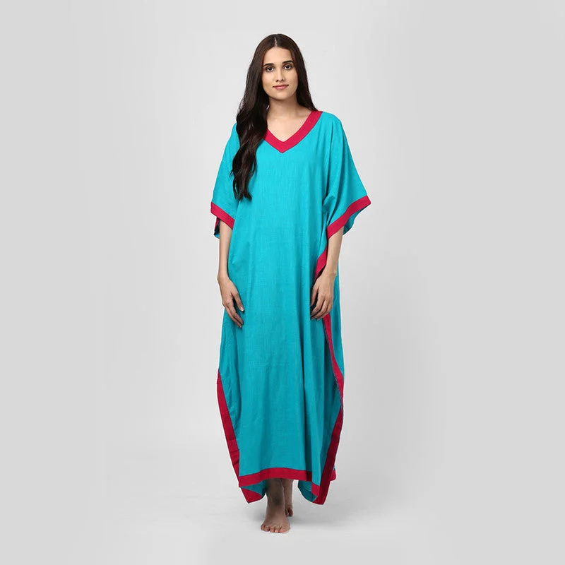 Kaftan | Cotton V-Neck | Blue