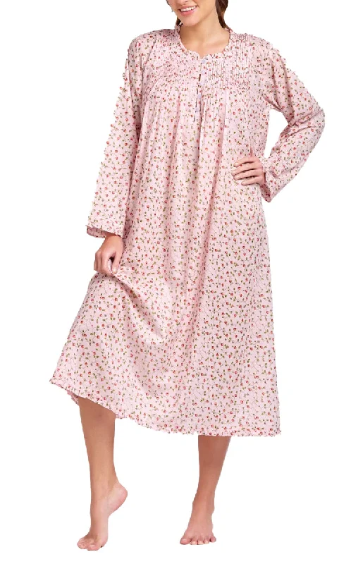 Arabella 100% Cotton Nightgown with Long Sleeve in Rosebud Print MD-757i