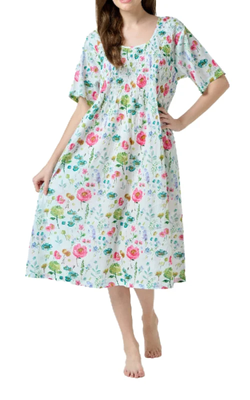 Arabella 100% Cotton Nightgown with Short Sleeve in Vibrant  Floral Print MD-83A1