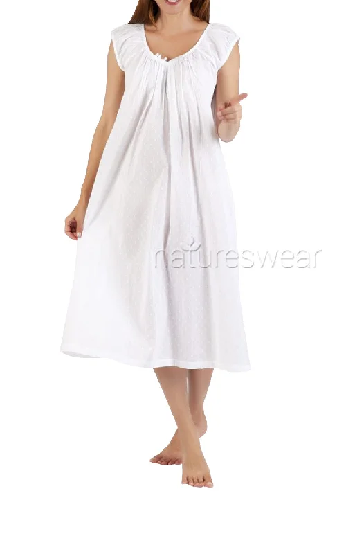 Arabella 100% Cotton Nightgown Sleeveless in White Hail Spot MD-747