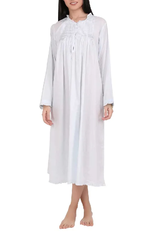 Arabella 100% Cotton Nightgown with Long Sleeve in Blue MD-757B1