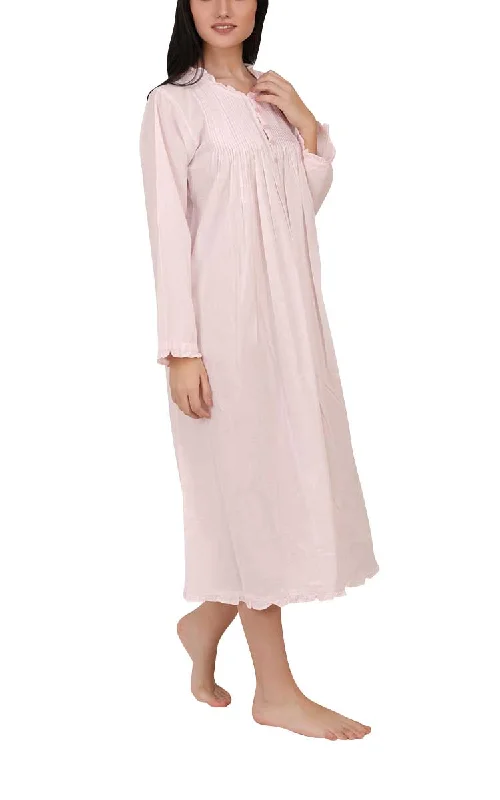 Arabella 100% Cotton Nightgown with Long Sleeve in Pink MD-757P1