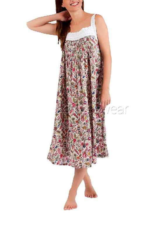 Arabella 100% Cotton Nightgown Sleeveless in Pink Multicolour Floral MD-78V