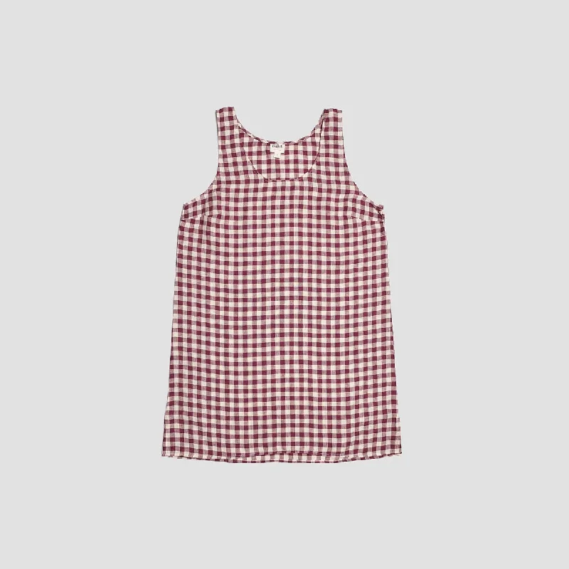 Berry Gingham Linen Night Dress