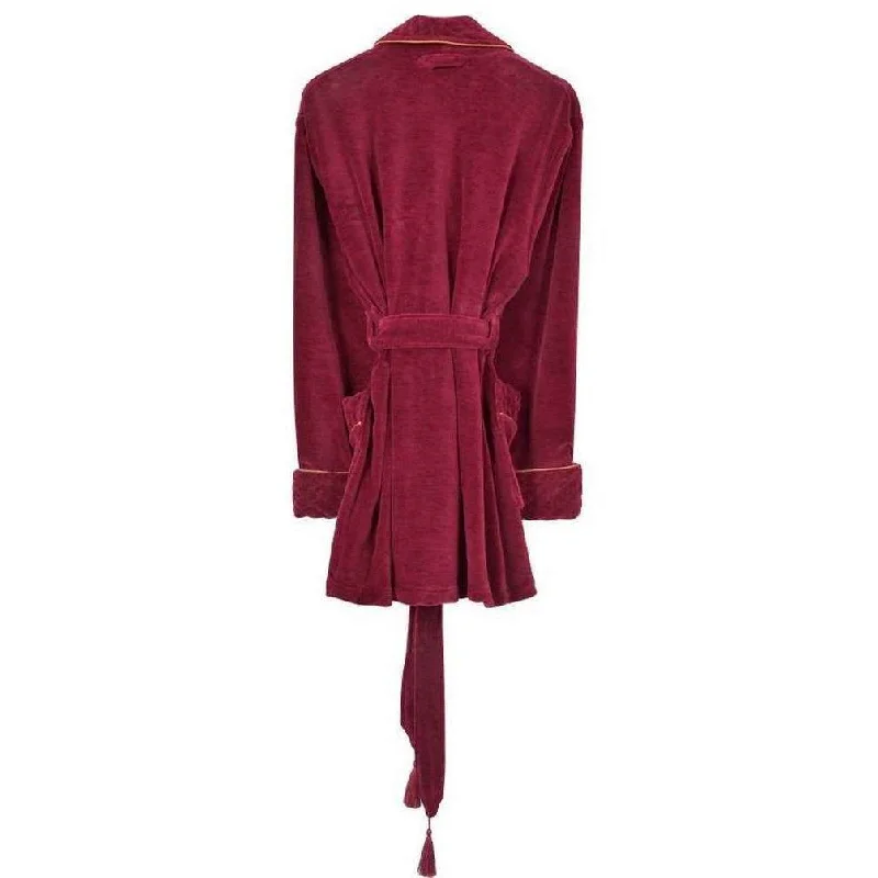 Bown of London Howard Luxury Cotton Short Velvet Smoking Jacket - Burgundy