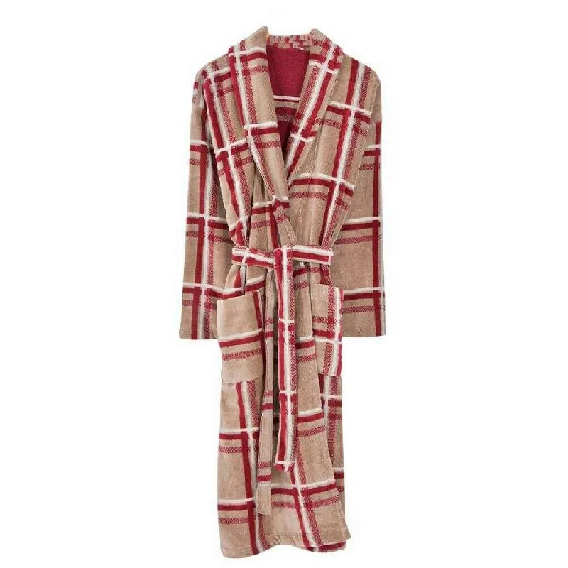 Bown of London Montana Checked Dressing Gown - Beige/Red