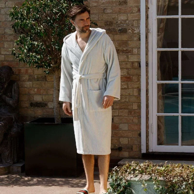 Bown of London Terry NUA Cotton Towelling Dressing Gown - Light Grey