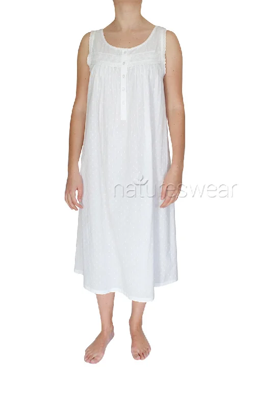 French Country 100% Cotton Nightgown Sleeveless in White FCT170