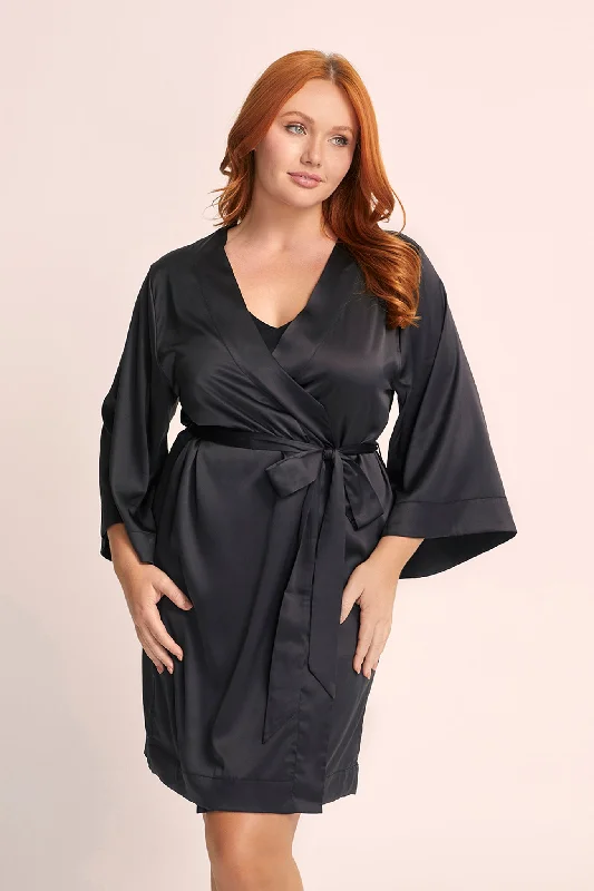 Jasmine Short Robe - Black