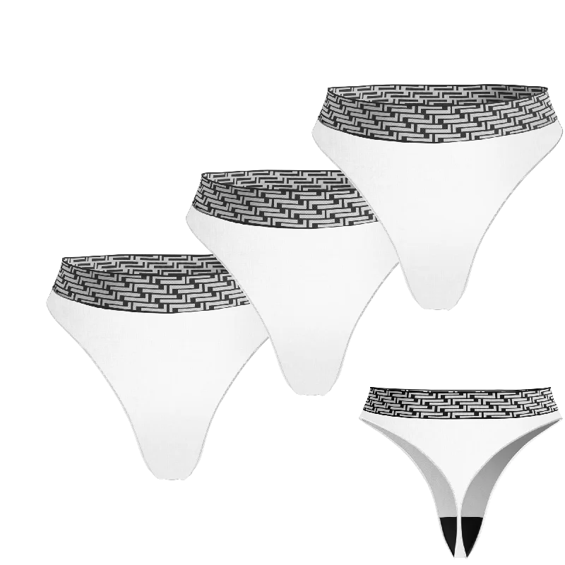 LL WHITE COTTON THONG  3 PACK