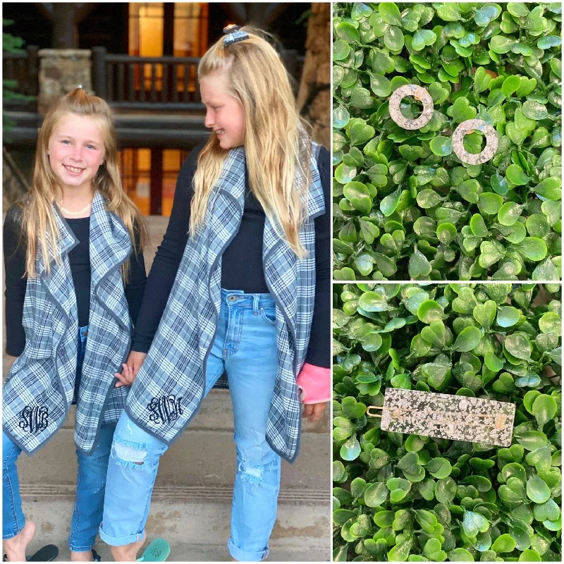 Monogram Girls Plaid Vest