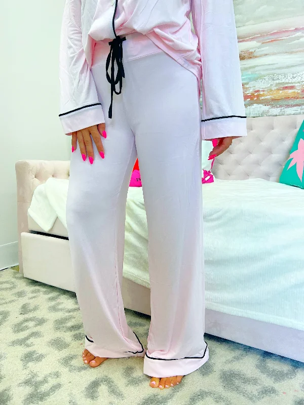 Pink with Black Trim Pajama Pants