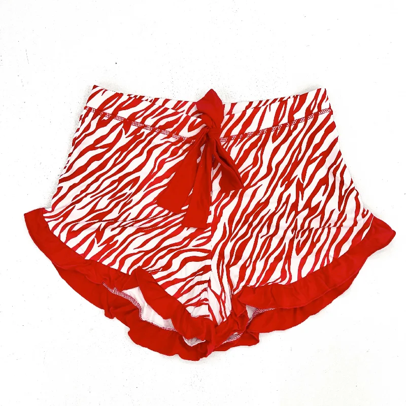 Red Zebra Ruffle Shorts