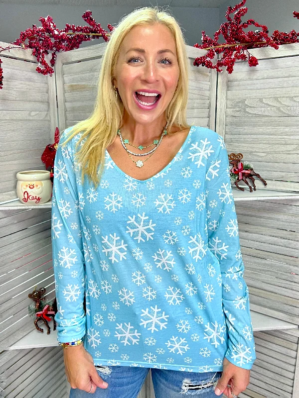 Skye Blue Snowflake Top