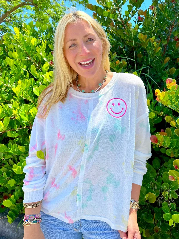 Smiley Face Tie-Dye Pullover