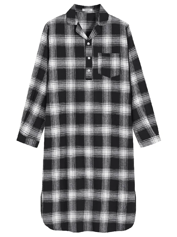 Men's Cotton Flannel Nightshirts Long Sleeve Night Gown