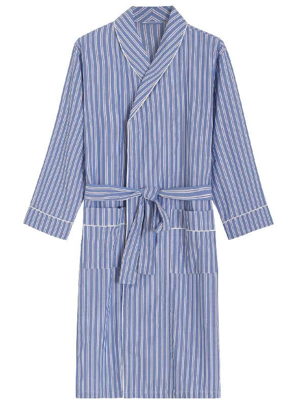 Men's Woven Cotton Robe Long Sleeves Bathrobe