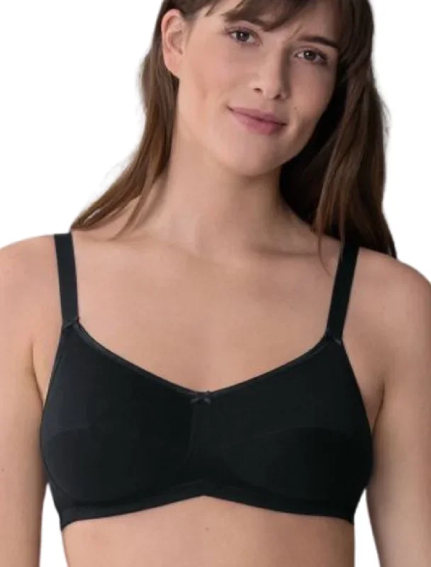 Anita Allie Cotton Mastectomy Bra, Black | Black Cotton Mastectomy Bra | Cotton Pocketed Bra