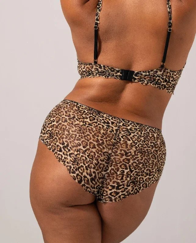 Lace Highwaist Briefs Gold Leopard