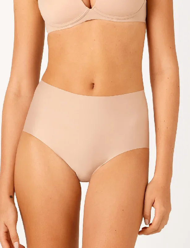 Laser Cut Waisted Full Brief - Praline