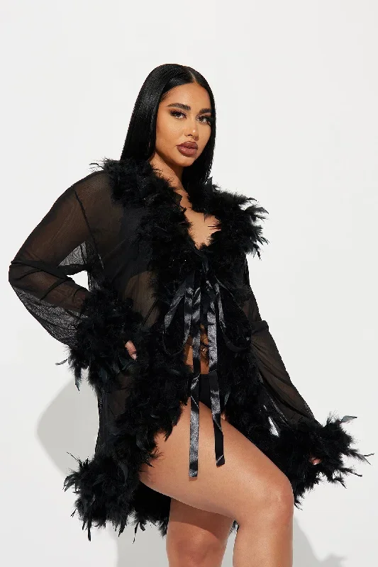 Light As A Feather Mesh Robe - Black