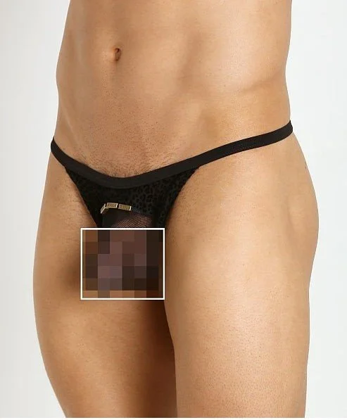 MEDIUM GREGG HOMME TRYST Leopard Velvet Look Velour Luxury Thong 130104 129