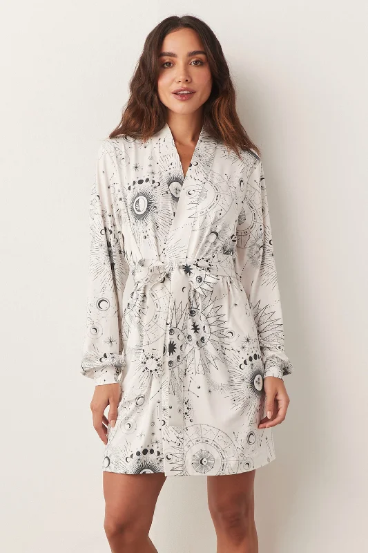 QUINN BANDED SHORT ROBE | CELESTIAL