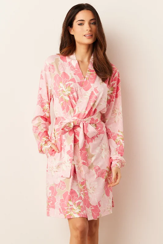 QUINN BANDED SHORT ROBE | DAHLIA