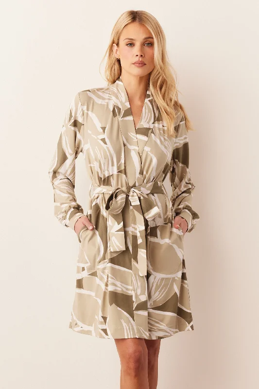 QUINN BANDED SHORT ROBE | FERN