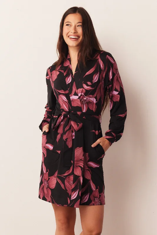 QUINN BANDED SHORT ROBE | FLORA