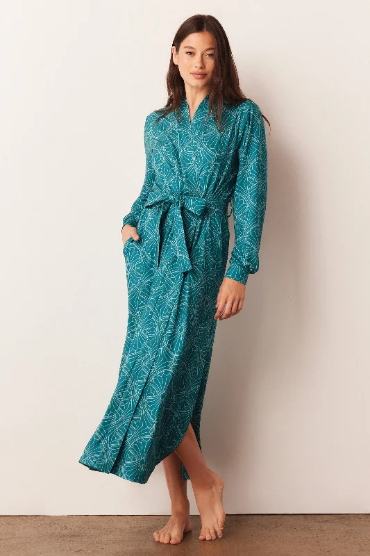 SKYLER BANDED LONG ROBE | CHATEAU