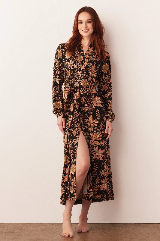 SKYLER BANDED LONG ROBE | DAMASK