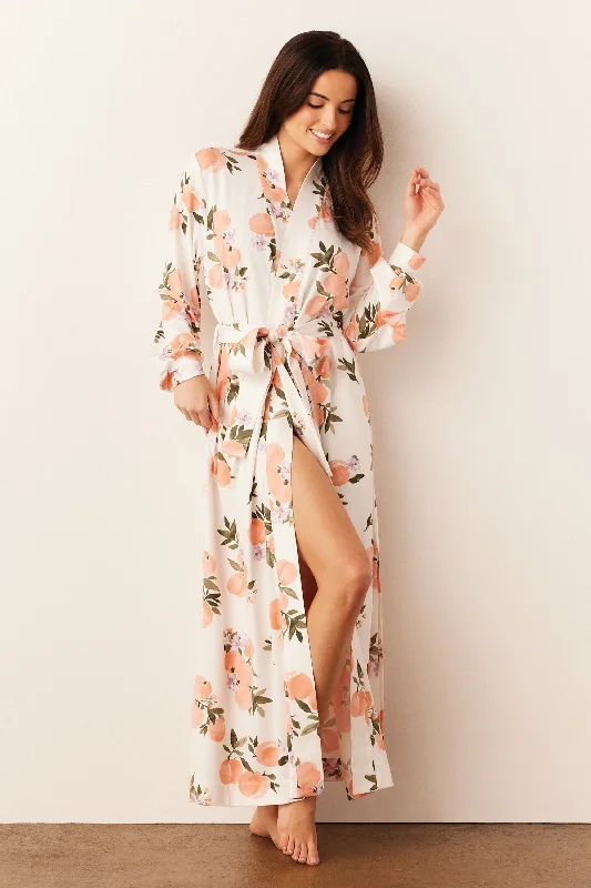 SKYLER BANDED LONG ROBE | PEACHES & CREAM