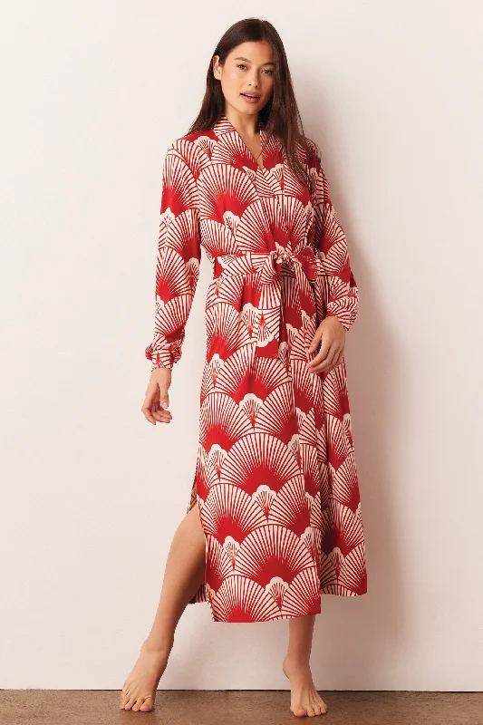 SKYLER BANDED LONG ROBE | SOLEIL