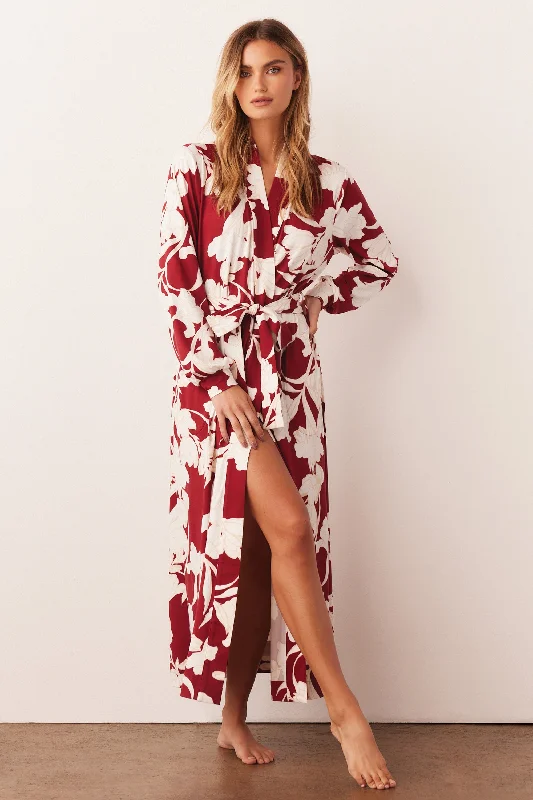 SKYLER BANDED LONG ROBE | WINTER BLOOM