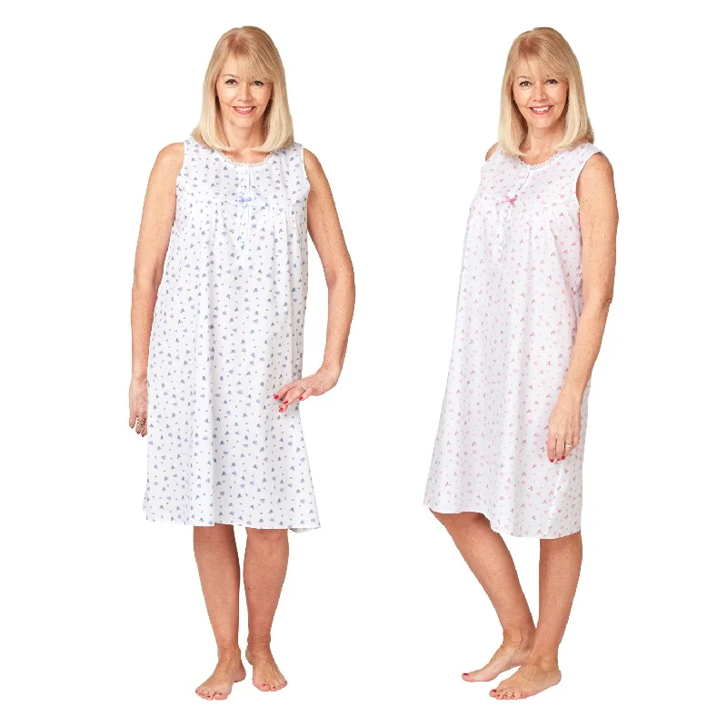 Marlon Sleeveless Cotton Polyester Heart Print Nightdress 43""