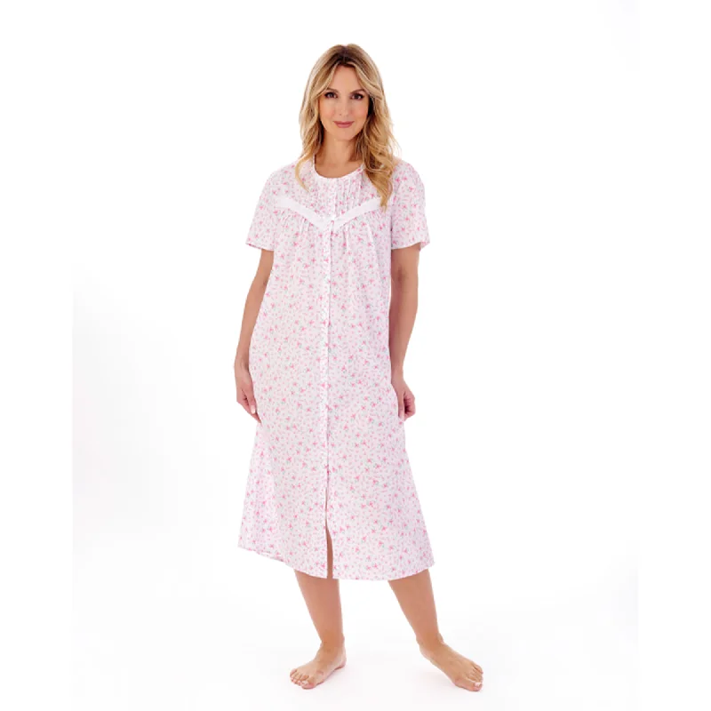 Slenderella 100% Cotton Full Button Floral Nightdress