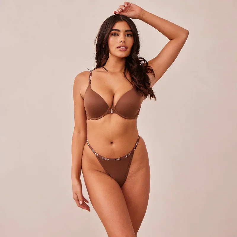 Smooth Front Fastening T-shirt Bra  - Chestnut