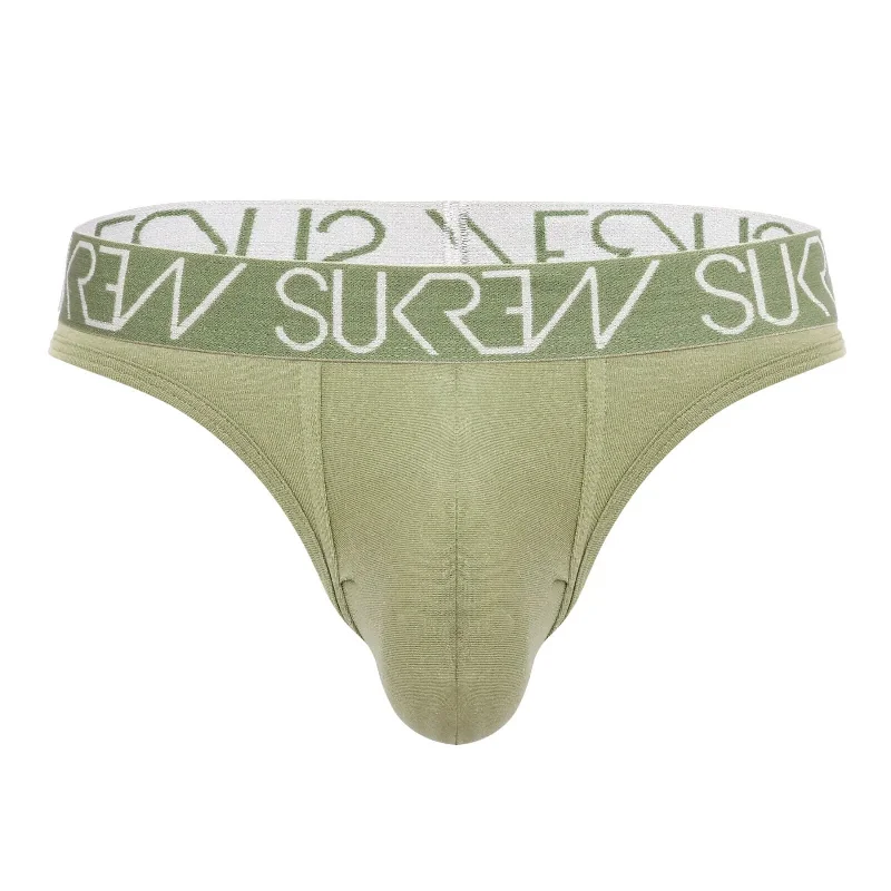 SUKREW Classic Stretchy Thong Flexible Unlined Contour Pouch Green Khaki 29