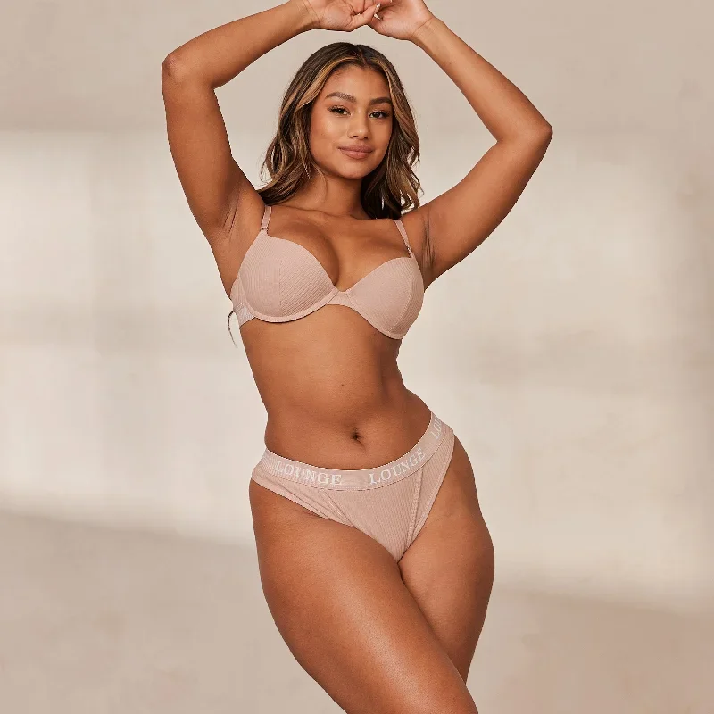 Ultra Comfort Ribbed T-Shirt Bra  - Taupe