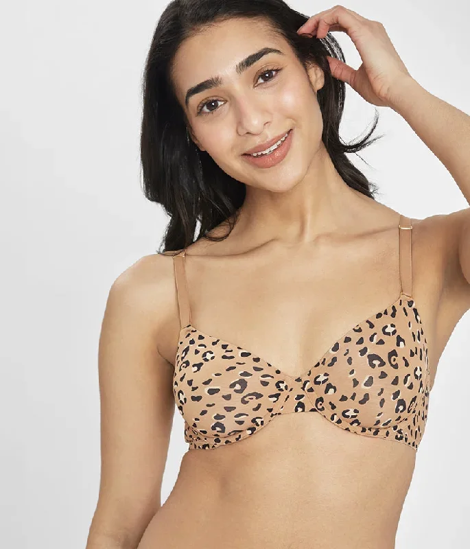 Unlined Bra: Latte Leopard