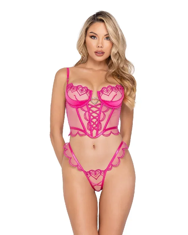 Valentines Bubblegum Heart Bustier Set Pink