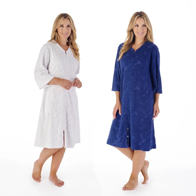 Slenderella Full Zip Front Towelling Robe 42"" Length